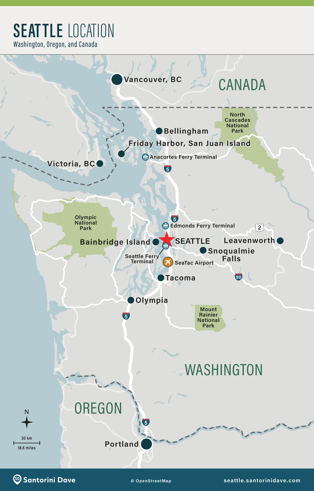 Map of where Seattle is located.